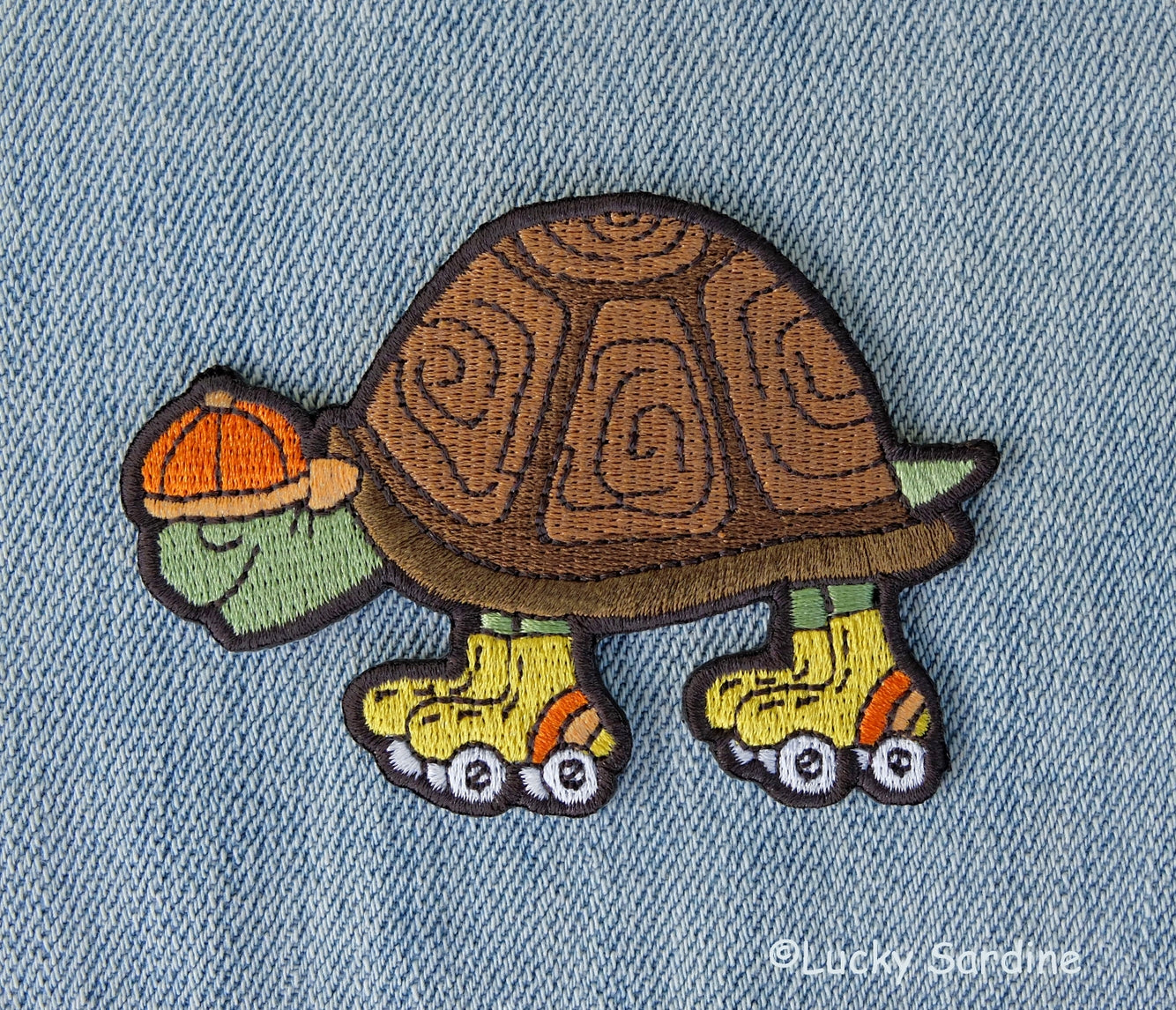 Skating Tortoise Embroidered Iron-on Patch