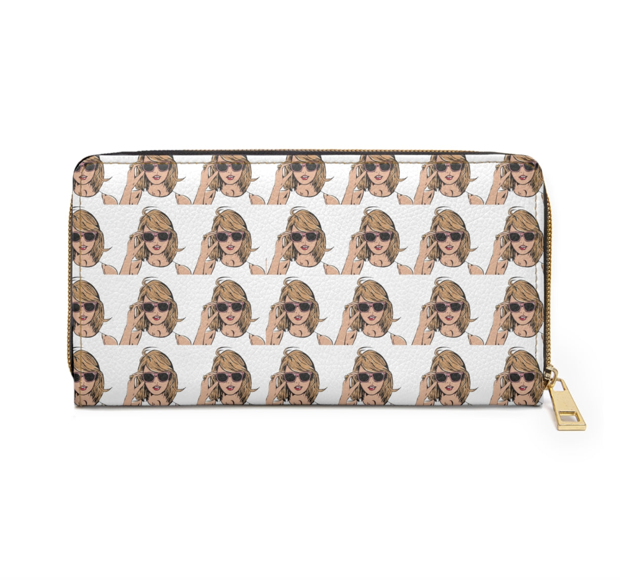 Taylor Swift Pattern Faux Leather Full Zip Wallet