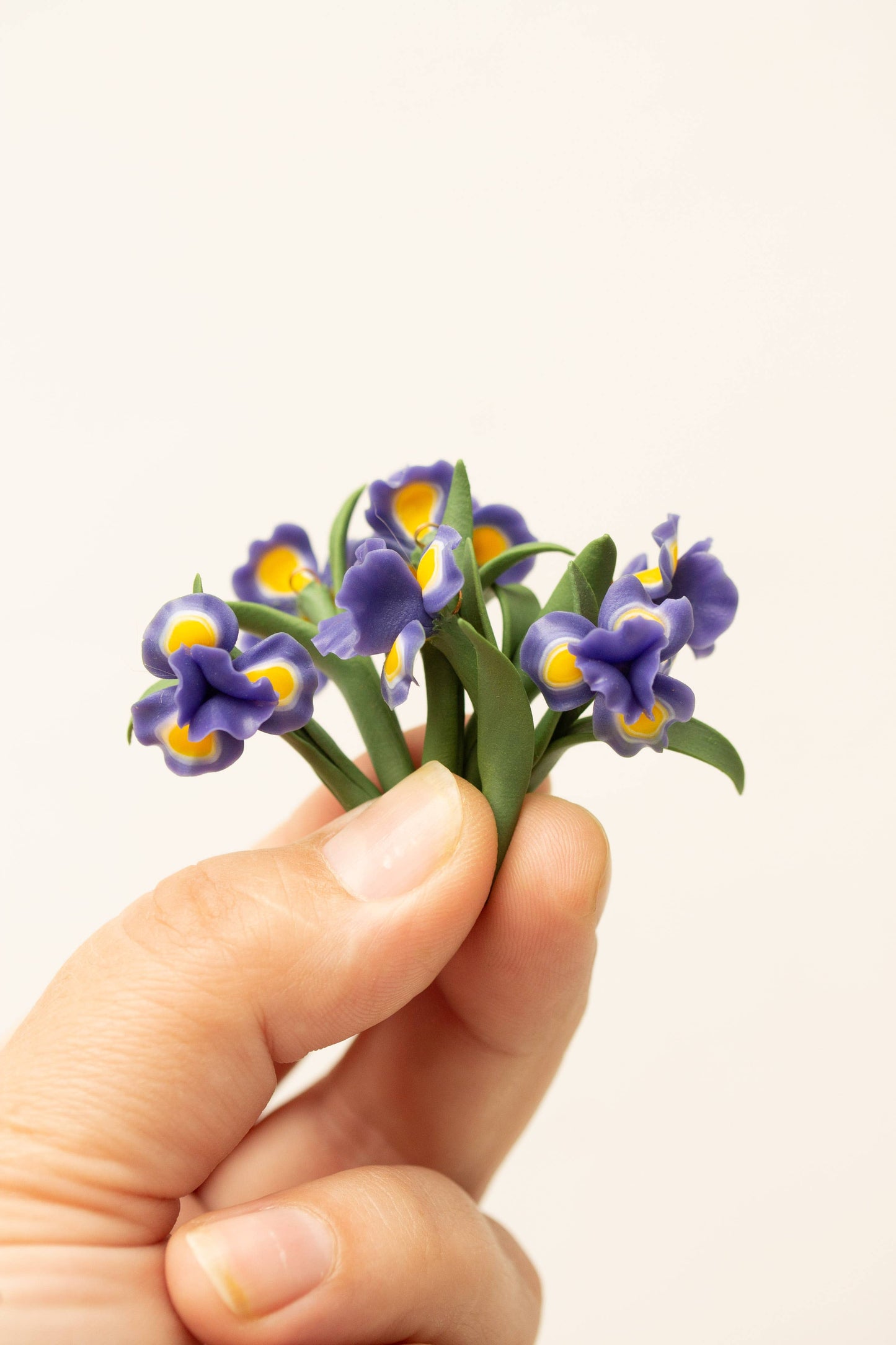 Blue Iris Clip-On Earrings – Handmade Polymer Clay Jewelry