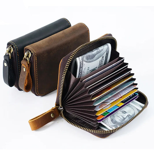 Leather Zip Up Credit Card Holder