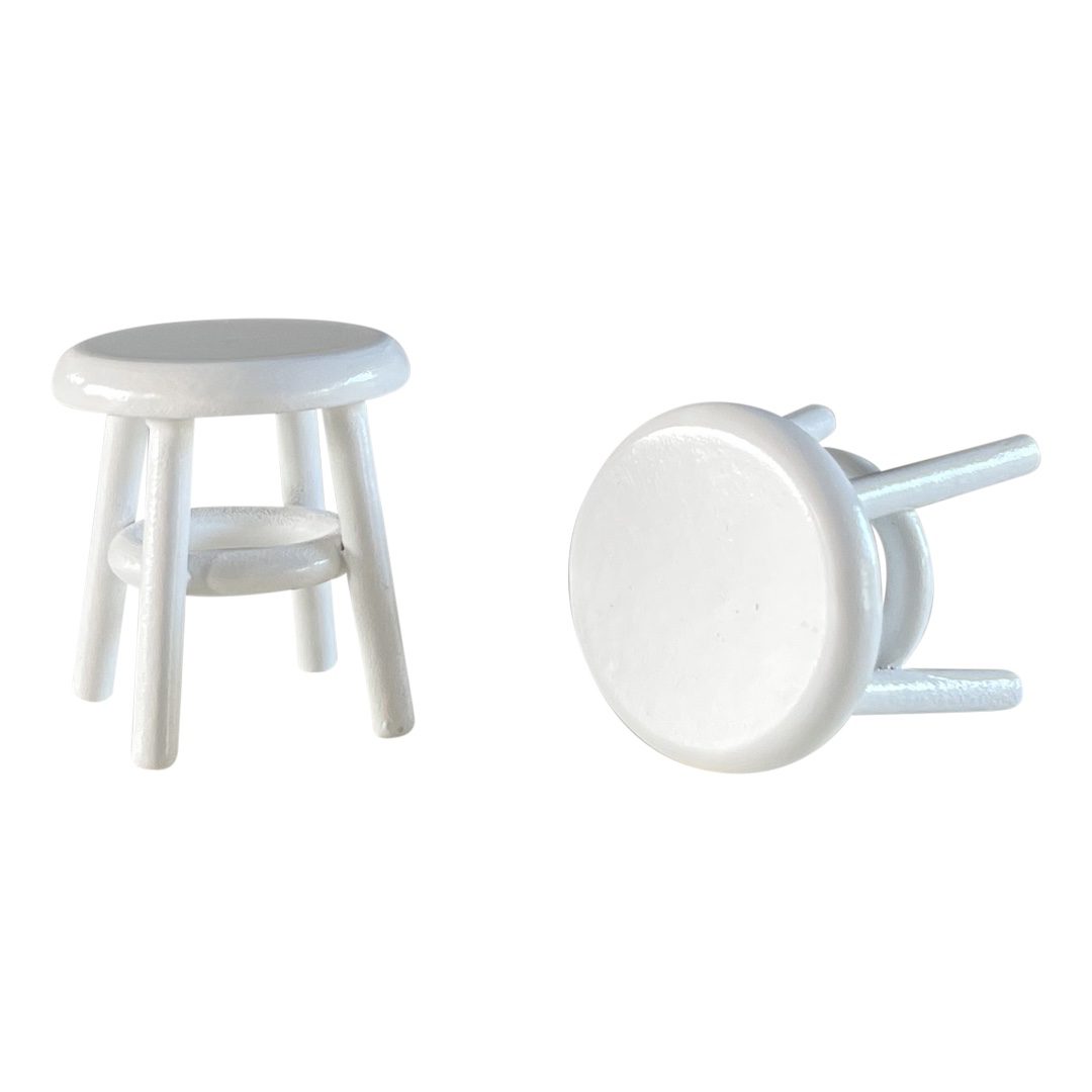Dollhouse Wood Stool White
