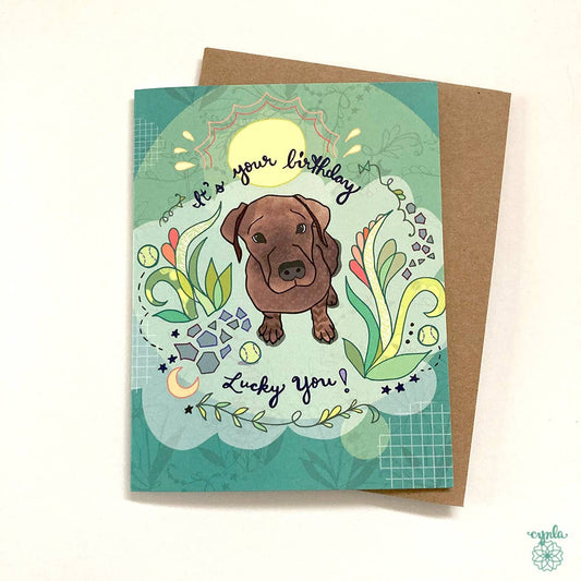 Puppy Lucky You Birthday Card