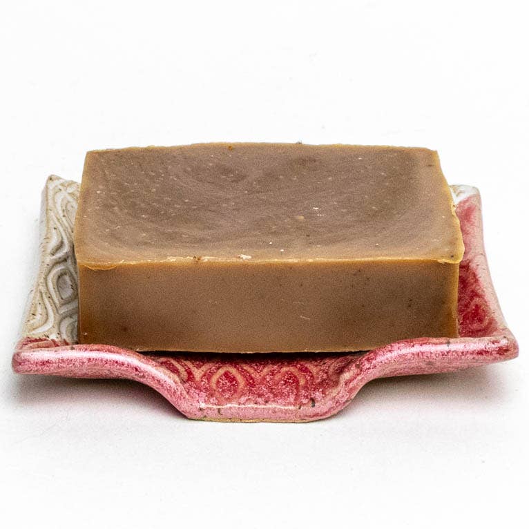 Patterned Red and White Handmade in Ohio, Ceramic Soap Dish