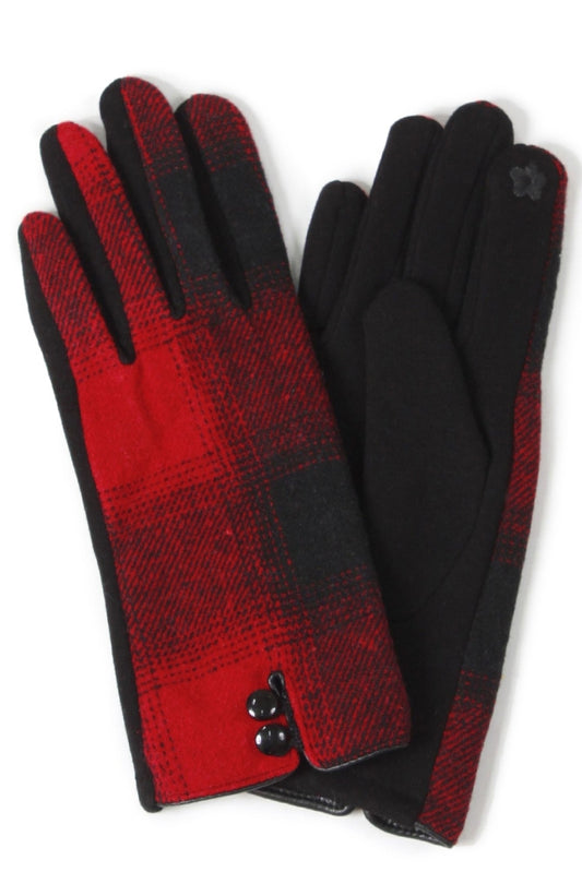 Buffalo Check Pattern Gloves Red