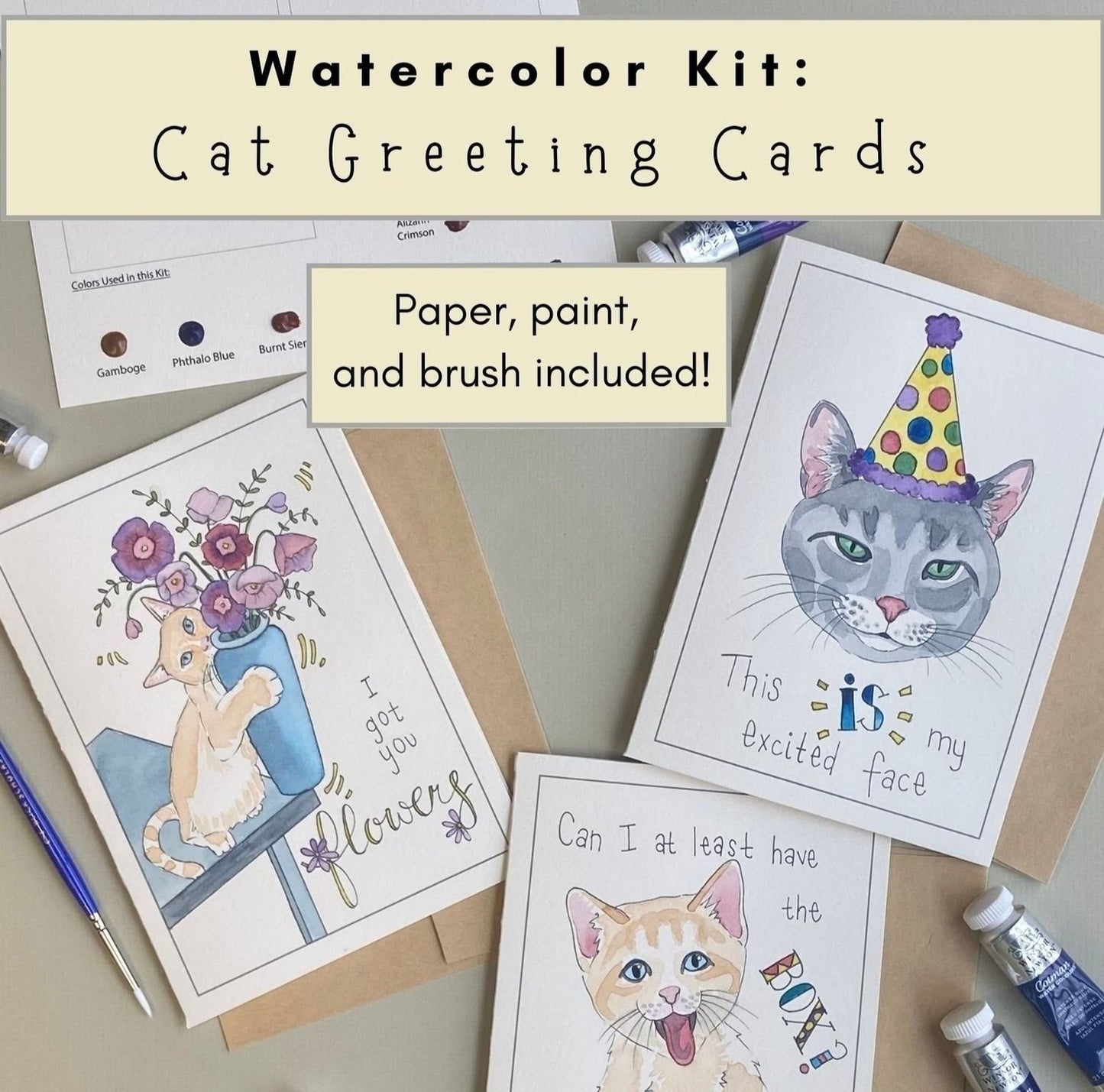 Watercolor Kit - Cat Greeting Cards