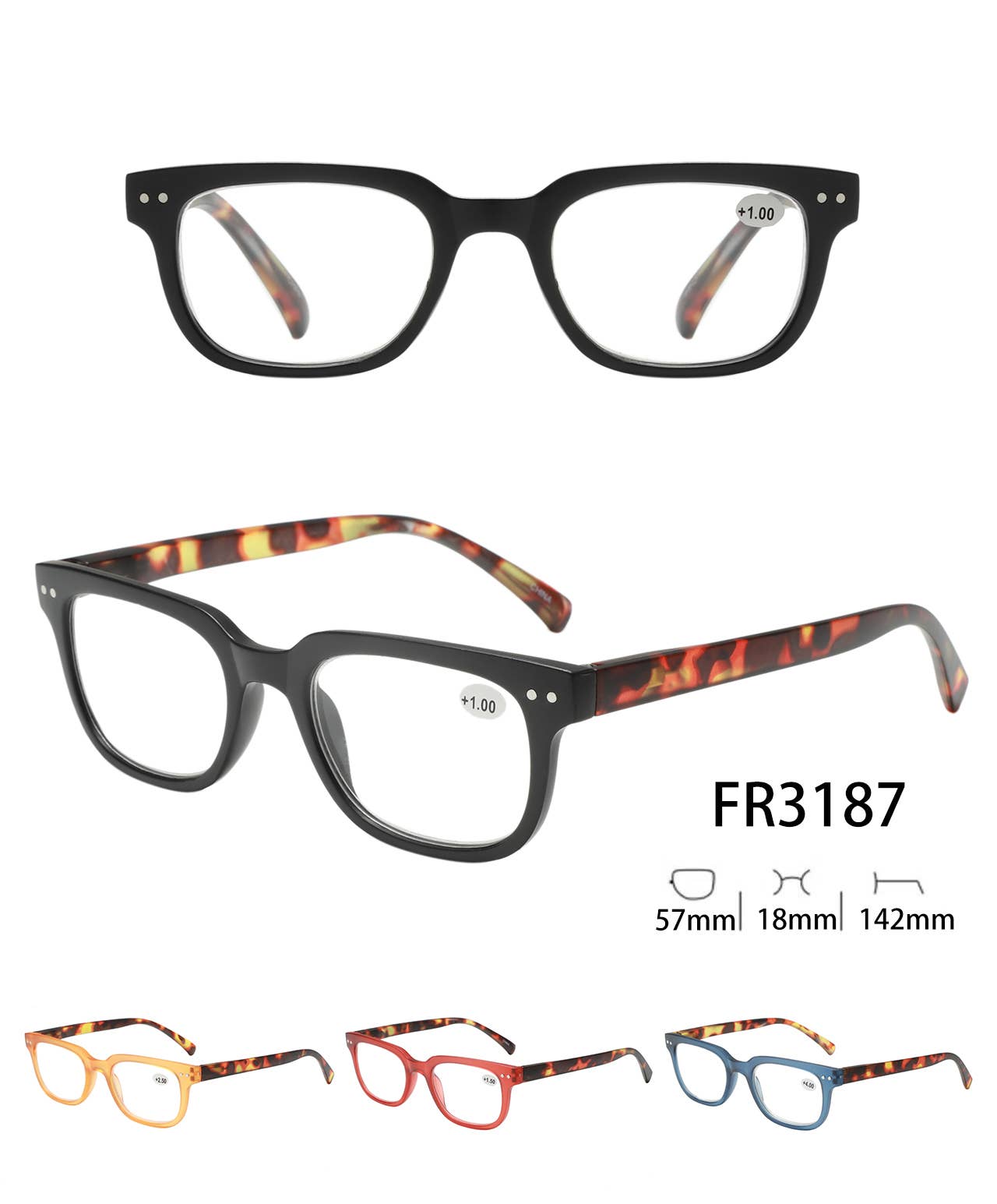FR3187, Dual Color Simple Style Frame Reading Glasses/Reader