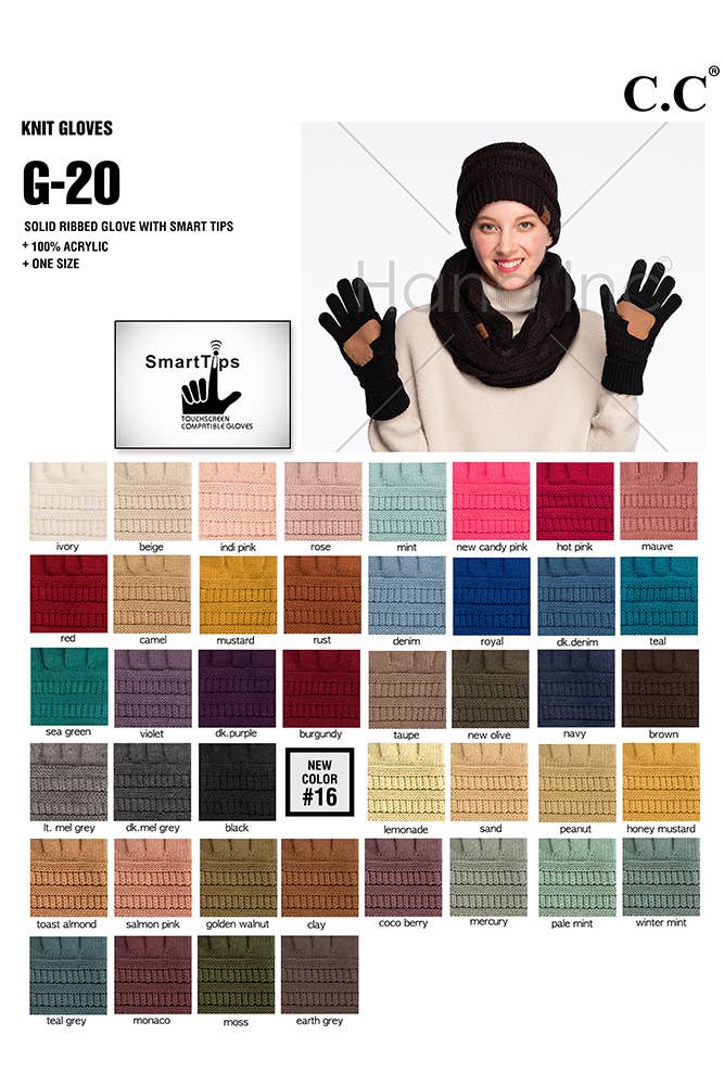 C.C Knitted Touch Screen Compatible Gloves