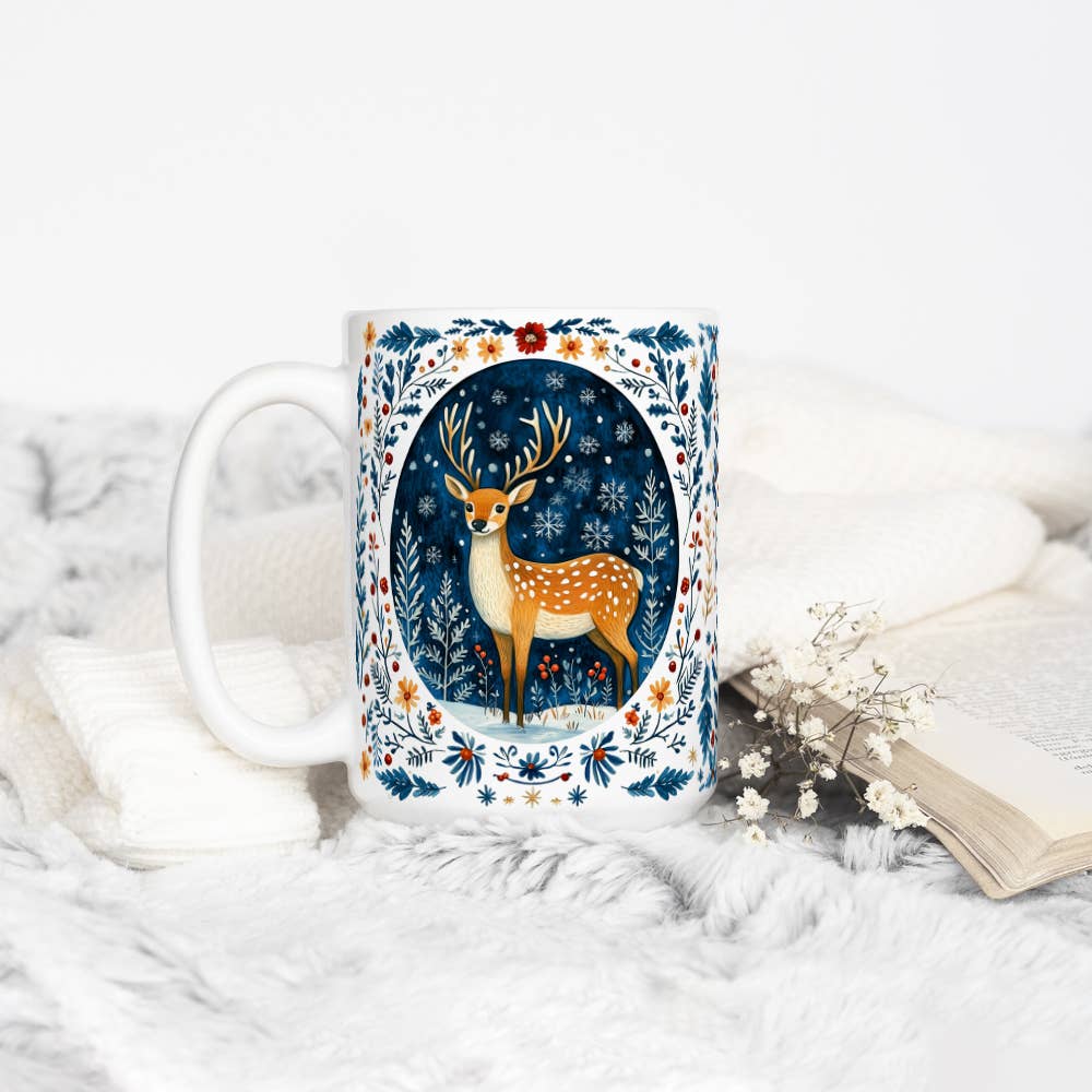 Festive Winter Woodland Deer Mug