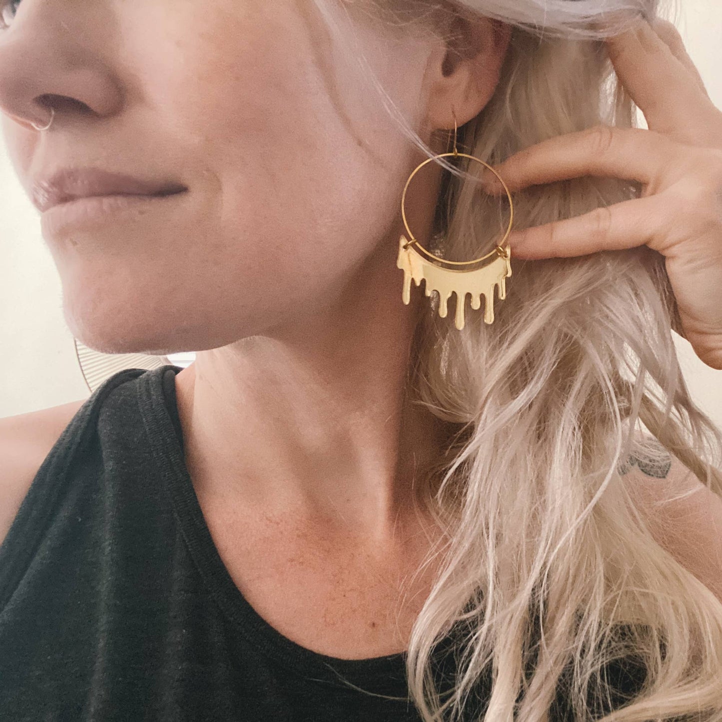 Dripping "Slime" Acrylic Hoop Earrings: Mirrored GOLD