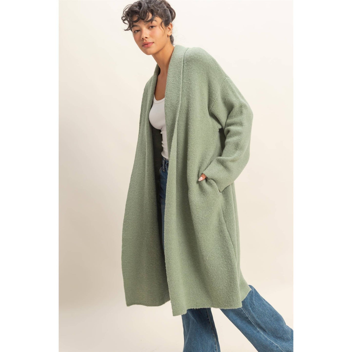 Longline Open Front Duster Sweater