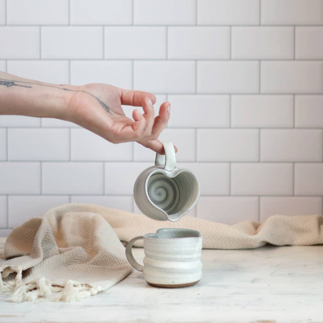 Handmade Heart-Shaped Tea & Espresso Mug Cream