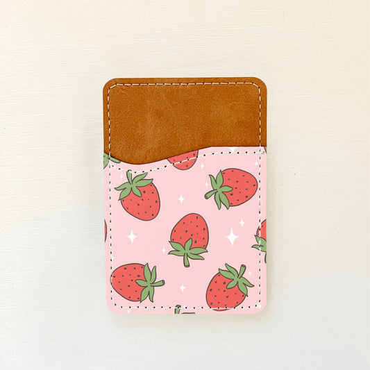 Strawberries Leather Card Holder