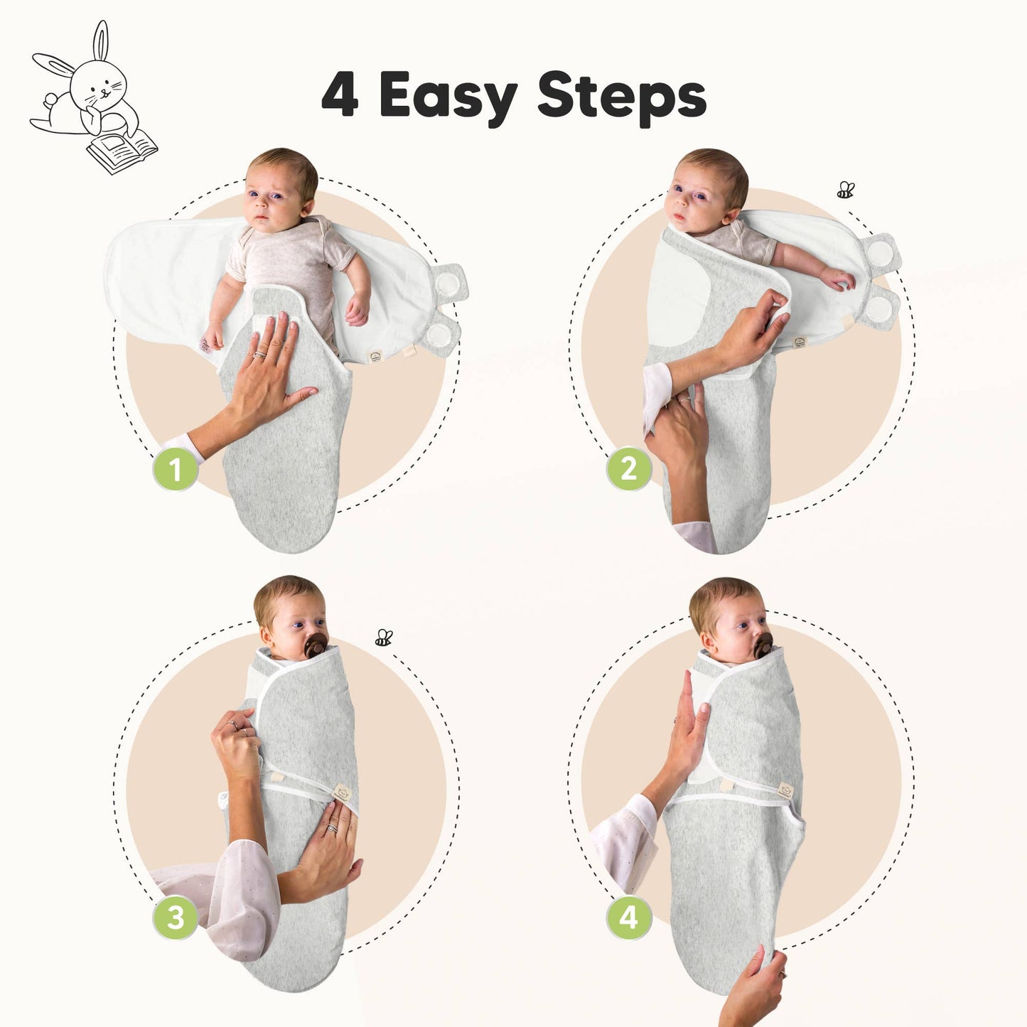 3-Pack Soothe Baby Swaddles 0-3 Months with Knot Hat
