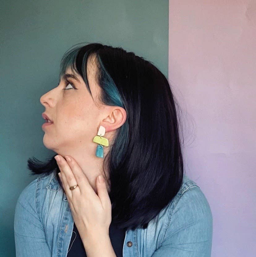 Tiff Hand Cut & Glazed White Earthenware Dangle Earrings