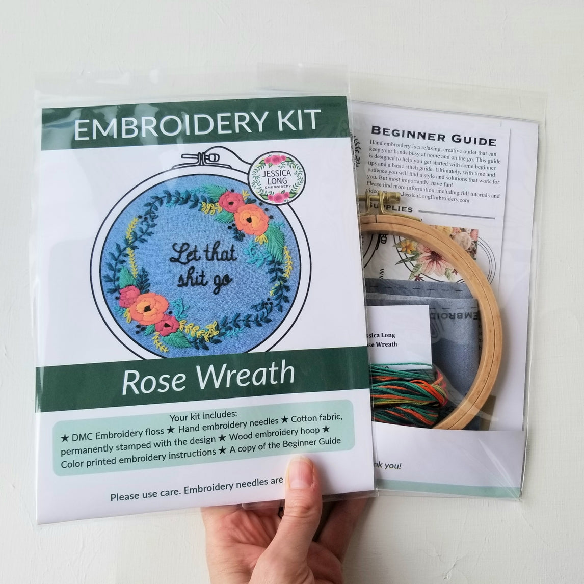 Rose Wreath Let That Shit Go Beginner Embroidery Kit