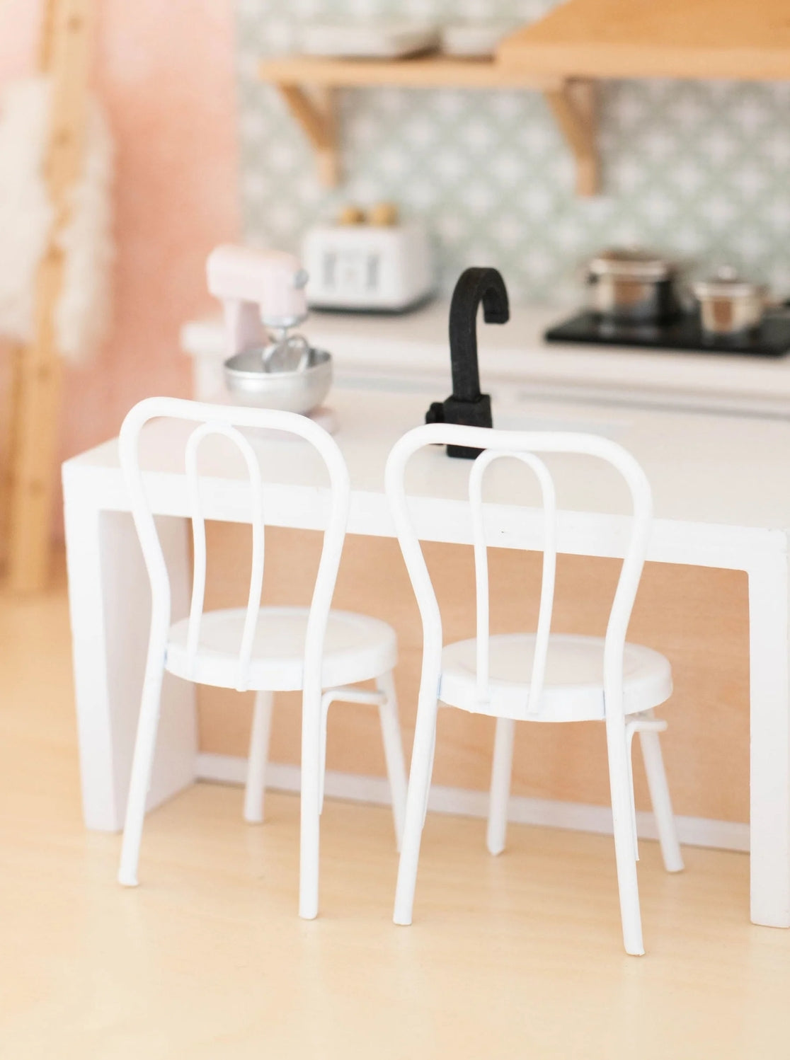 Dollhouse Metal Bistro Chair Set White