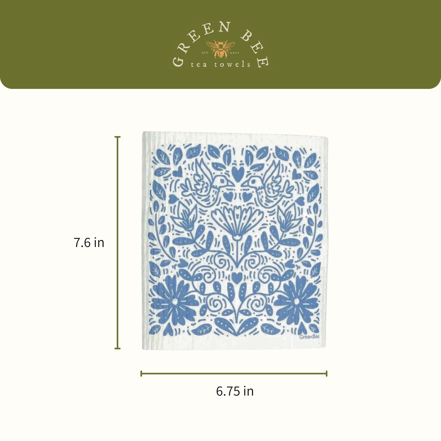 Blue Floral Pattern Swedish Dishcloth