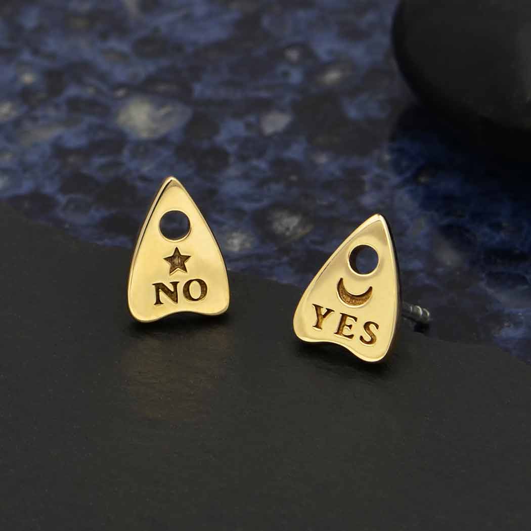 Sterling Silver or Bronze Ouija Post Earrings 9x6mm