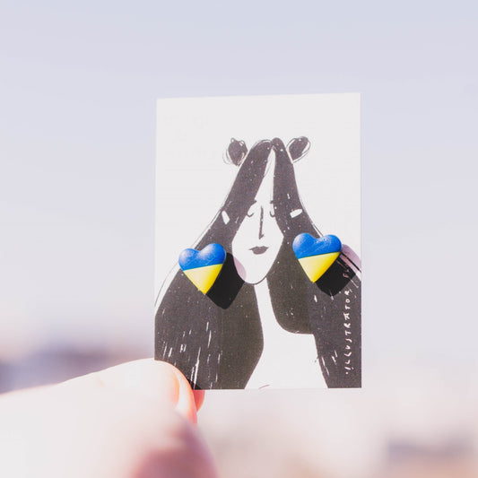 Ukranian Flag Heart Stud Earrings