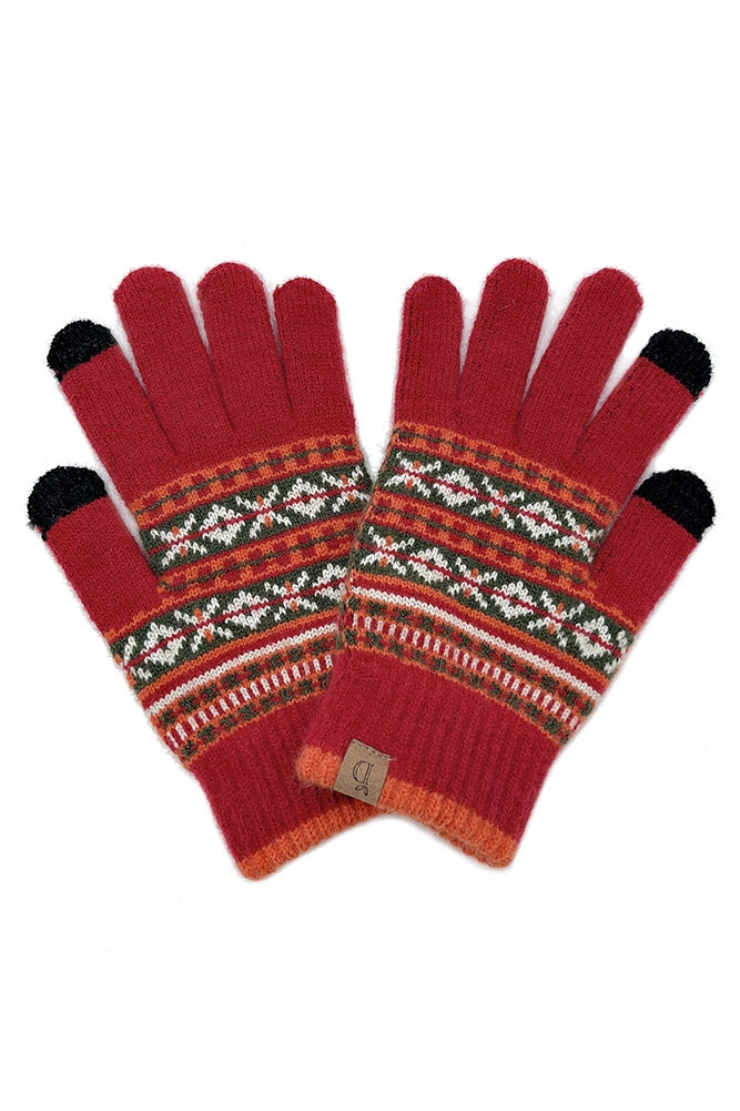 Aztec Knit Touch Gloves