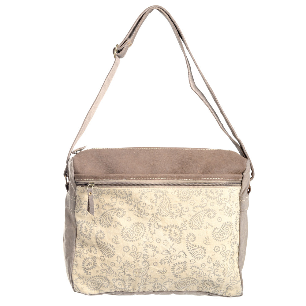 Paisley Canvas Bag w/ Front Zipper Pocket