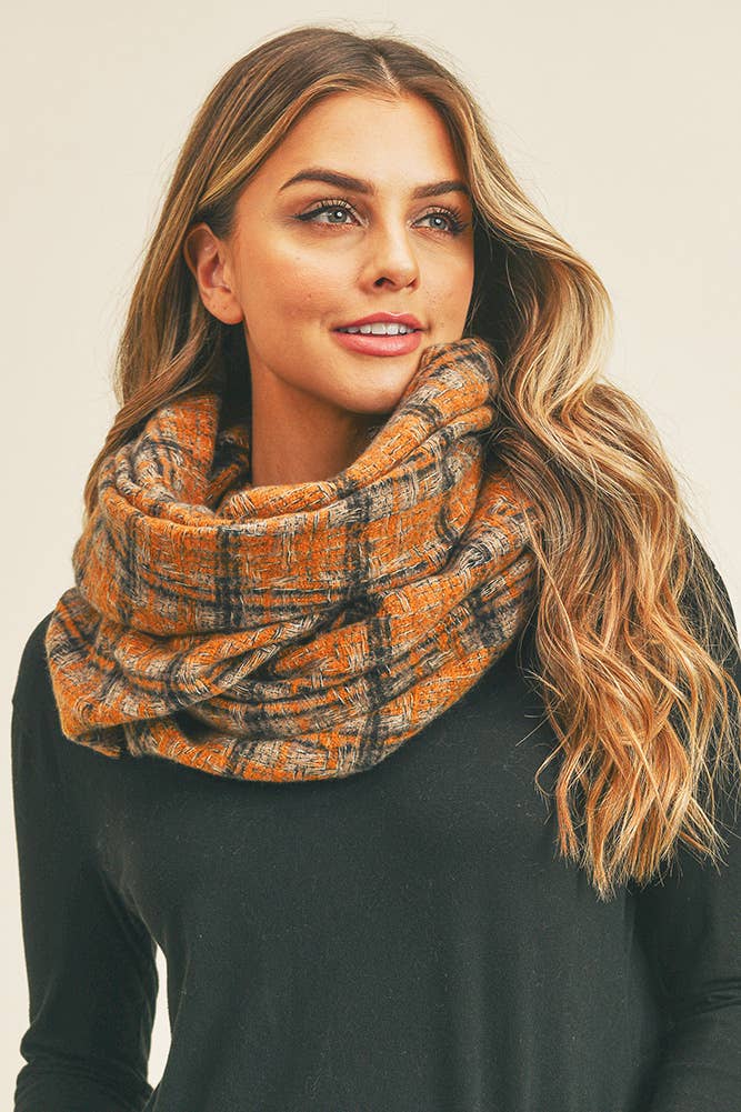 Plaid Infinity Scarf - Wide Design