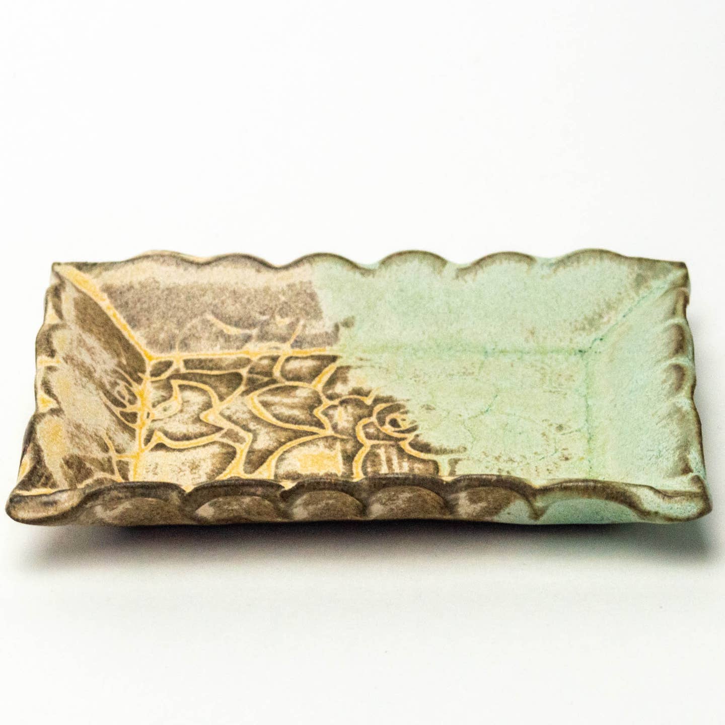 Green Succulent Handmade Ceramic Trinket Dish