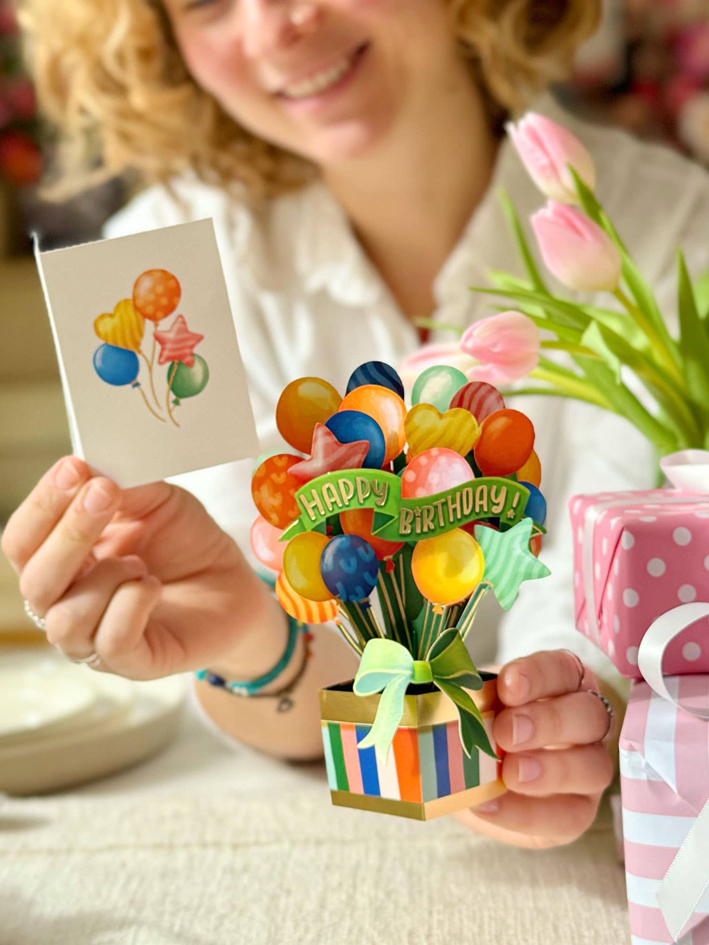 Mini Birthday Balloons Pop-up Greeting Card