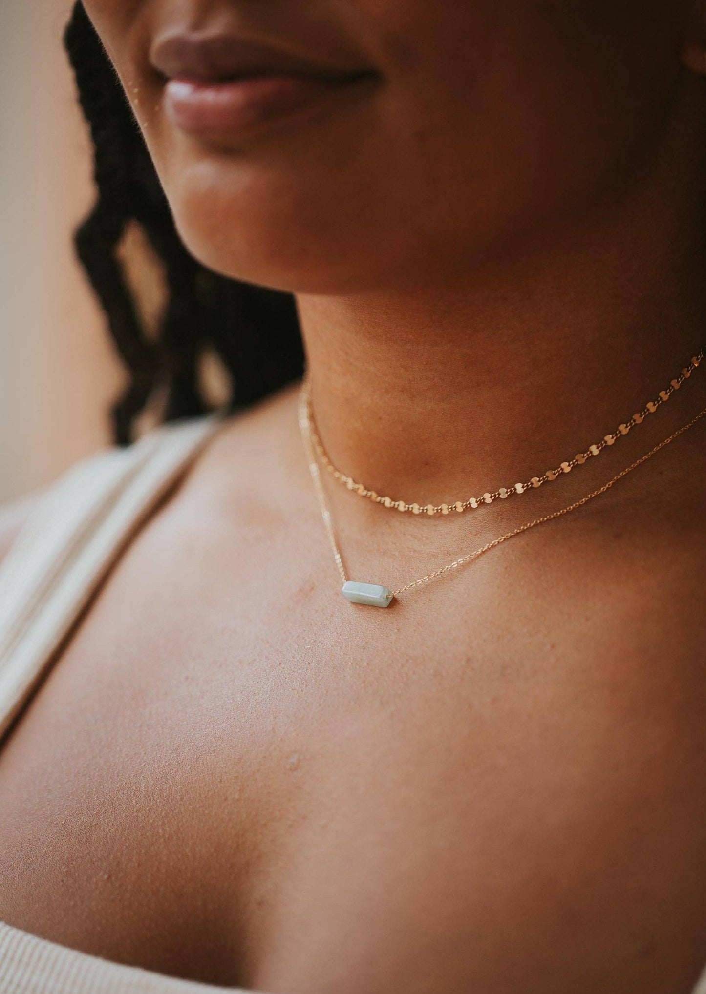 Seafoam Gemma Necklace | 14kt Gold Fill + Sterling Silver
