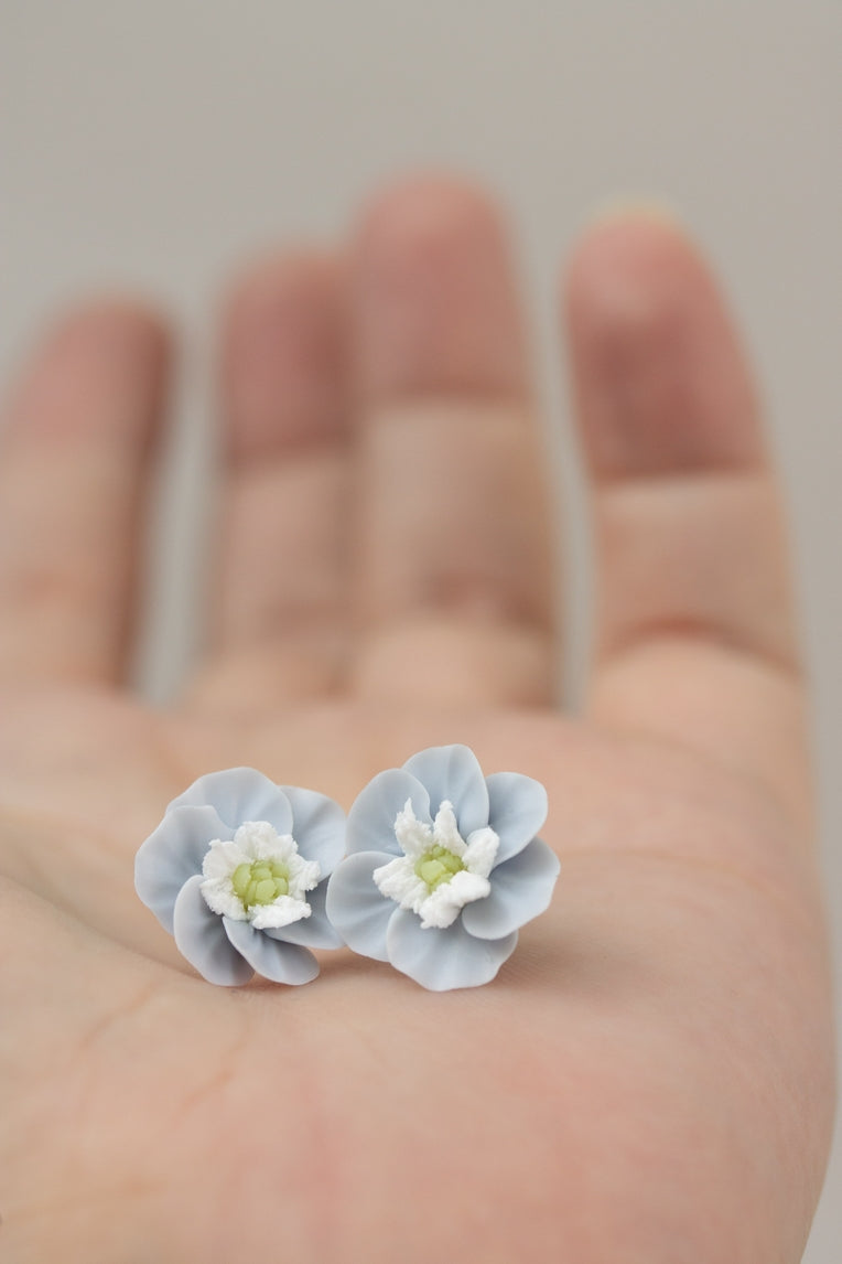 Delicate Blue Flowers Stud Earrings