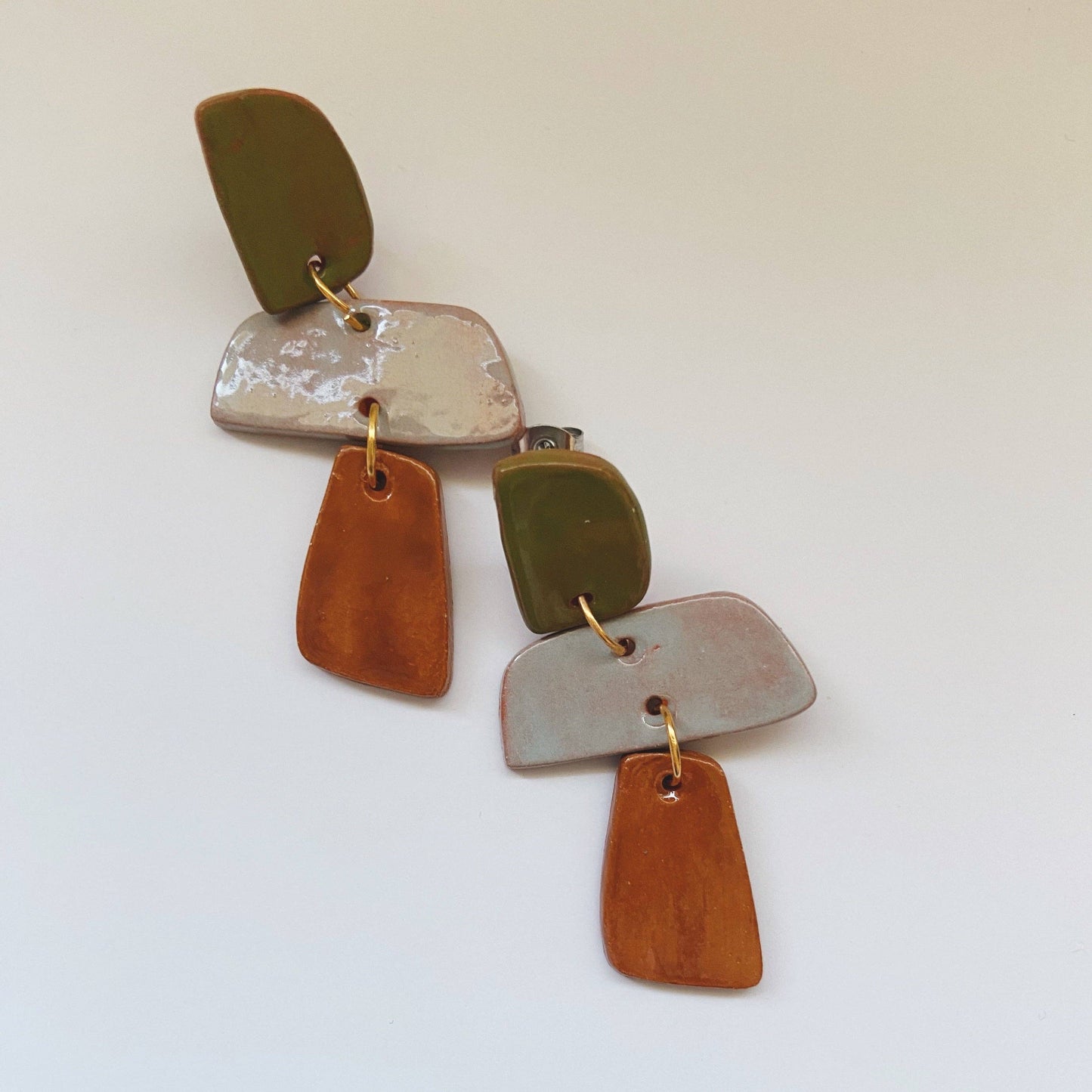 Juliet Hand Cut Red Earthenware Dangle Earrings