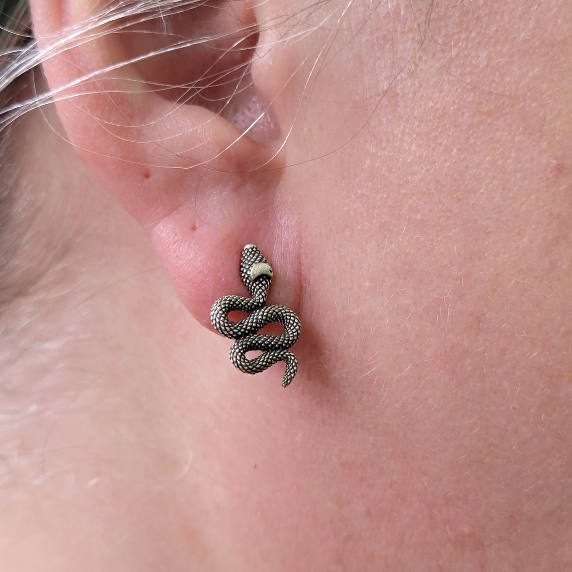 Snake Silver Plated Stud Earrings