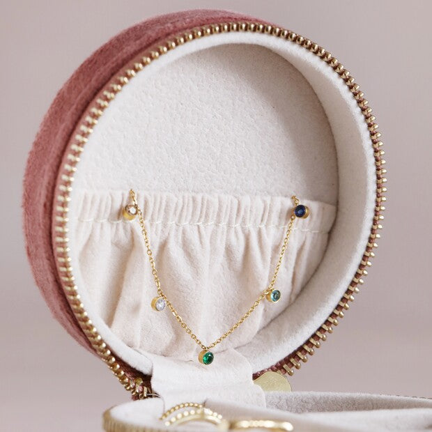 Rose Pink Round Travel Jewelry Case