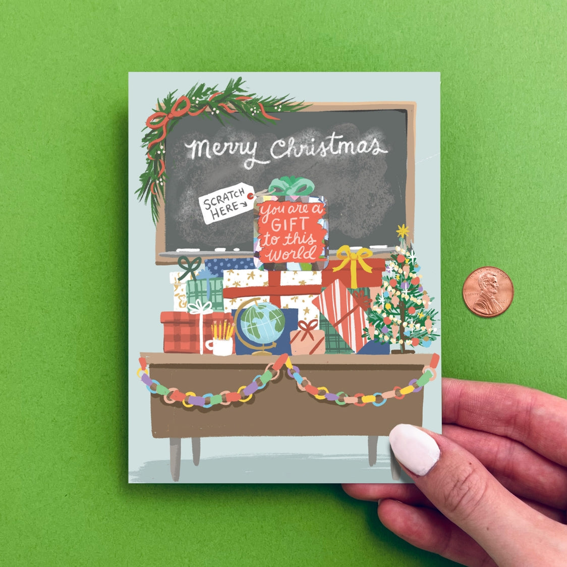 Scratch-off Teacher Christmas Card - Holiday Card