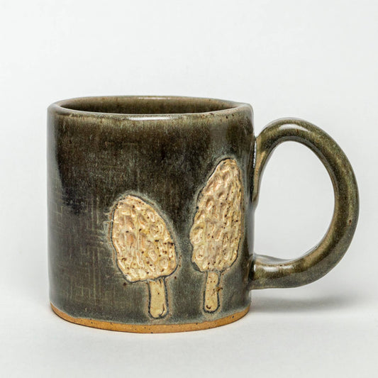 Morel Mushroom Design Handmade Ceramic 10oz Mug