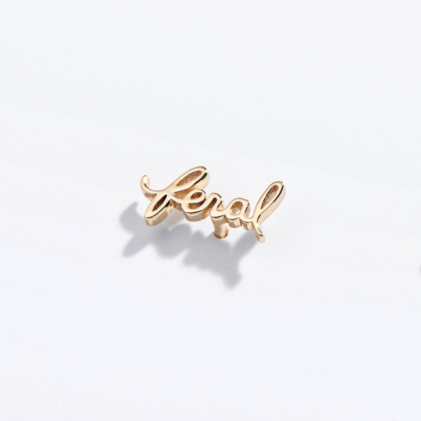 14k Gold Plate Feral Script Studs
