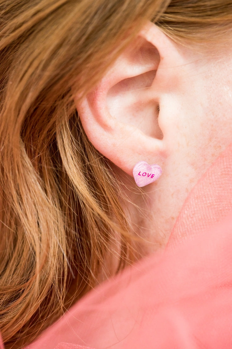 Valentine Candy Heart Earrings - Love + Wins