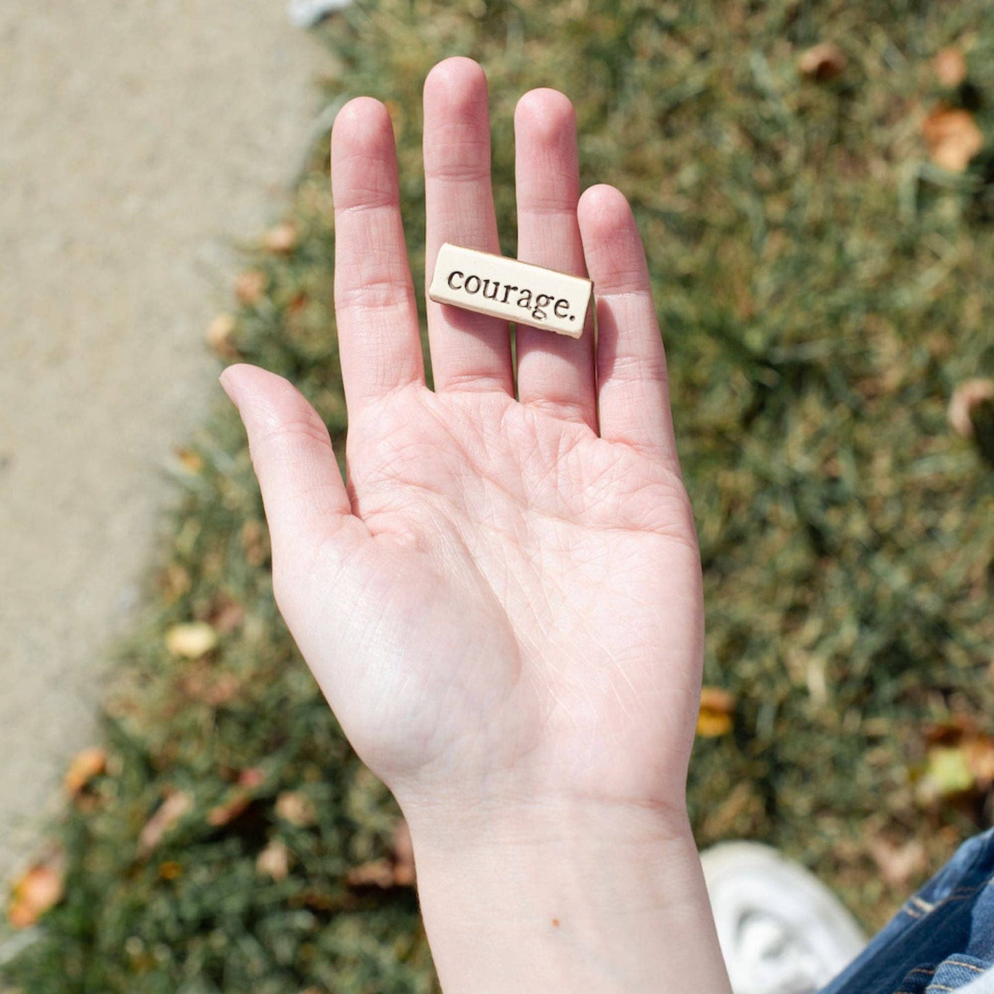 Courage. Clay Pocket Rock Reminders