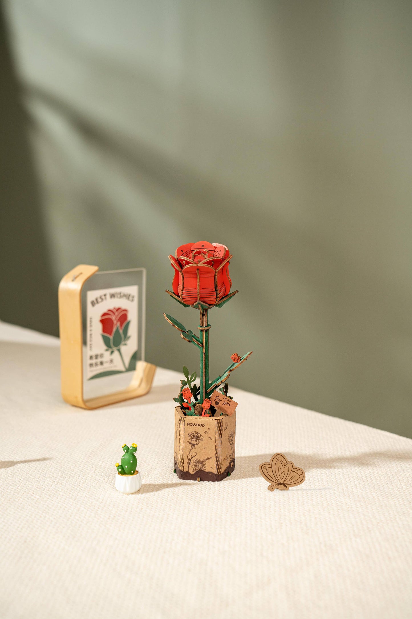 Rowood Red Rose 3D Wooden Puzzle
