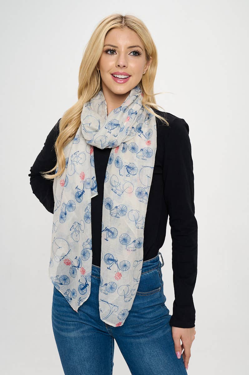 Allover Bicycle Print Scarf
