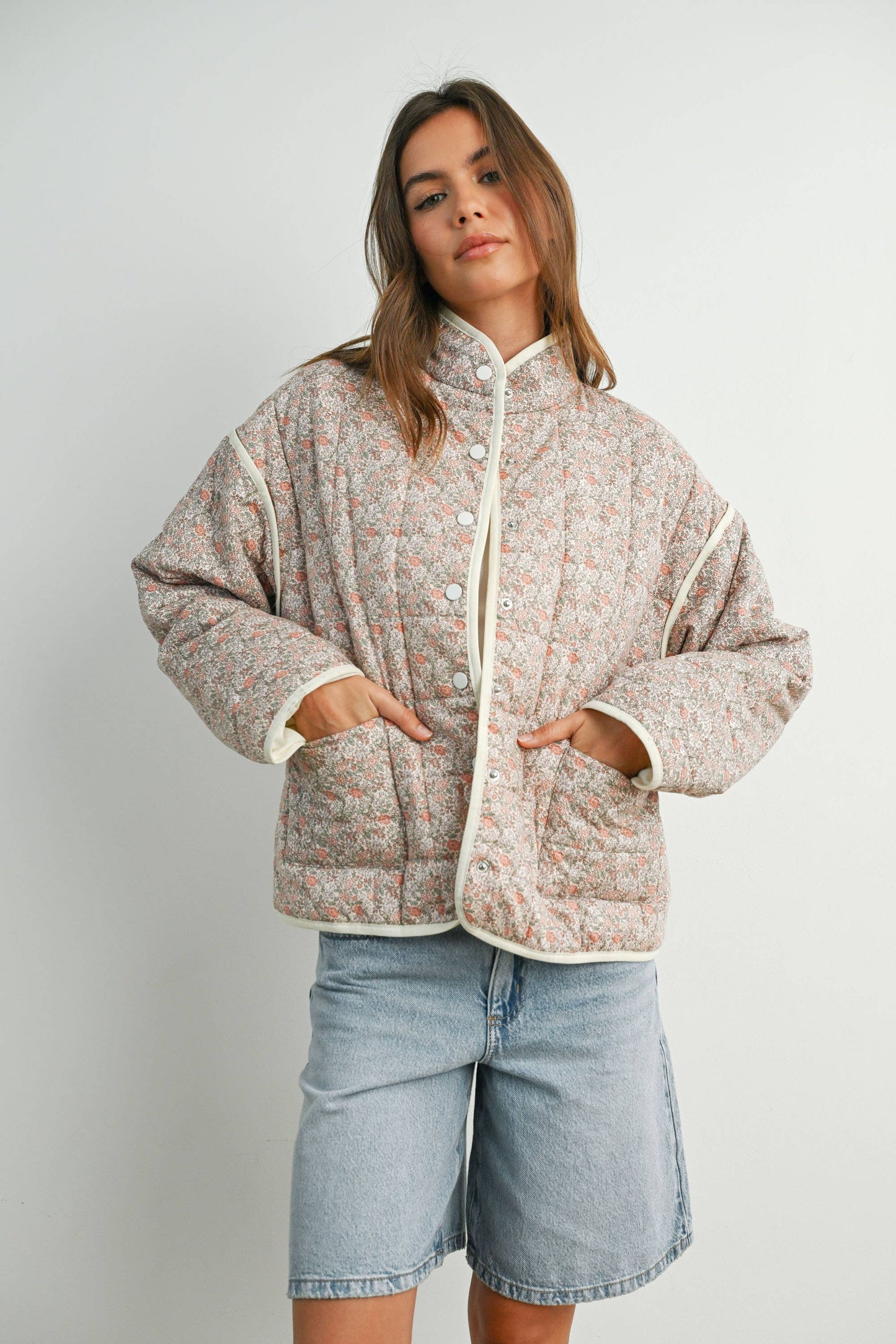 Qilted Jacket With Lightweight Boho Print