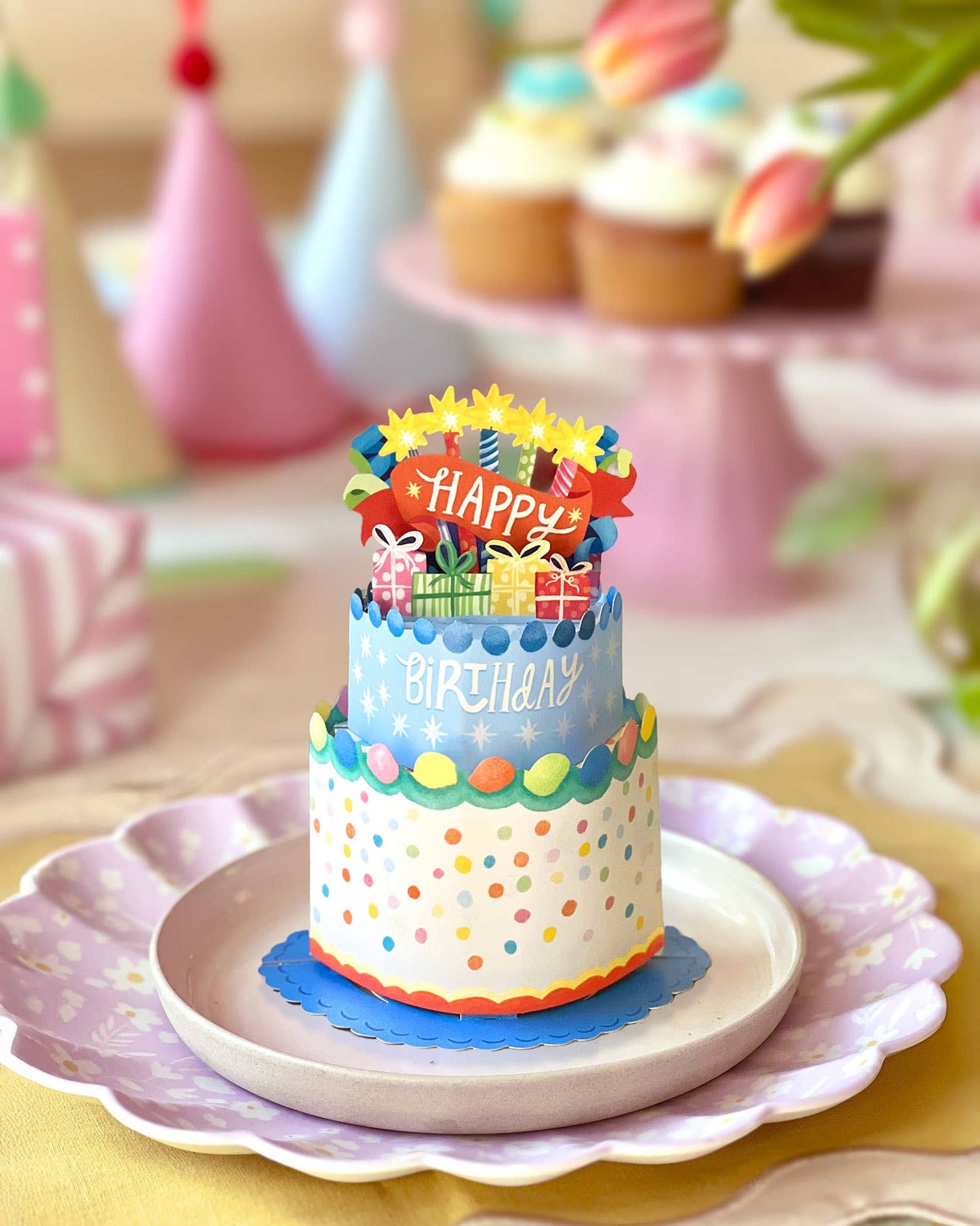 Mini Confetti Birthday Cake Pop-up Greeting Card