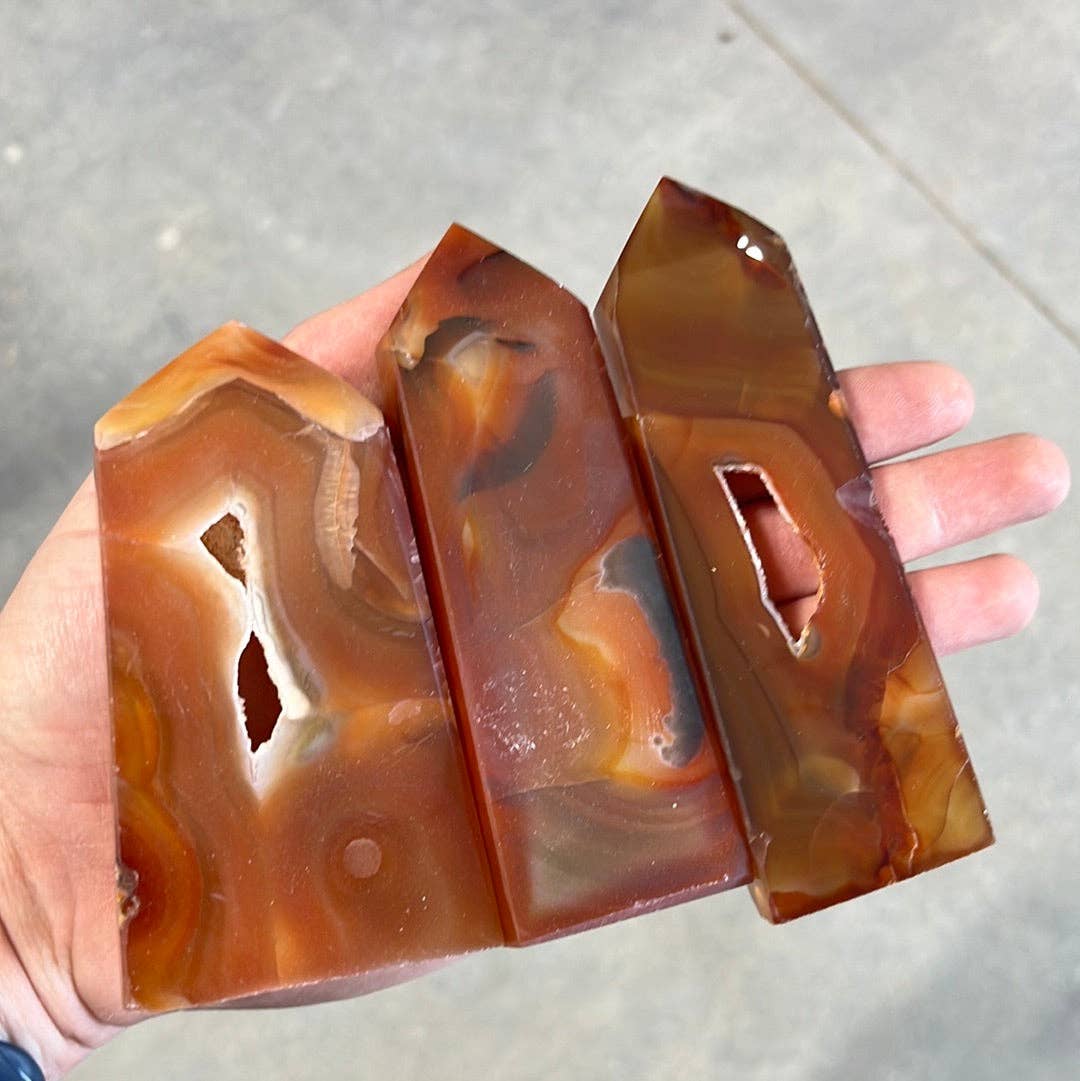 Carnelian Druzy Obelisk Tower - Crystal Energy Point