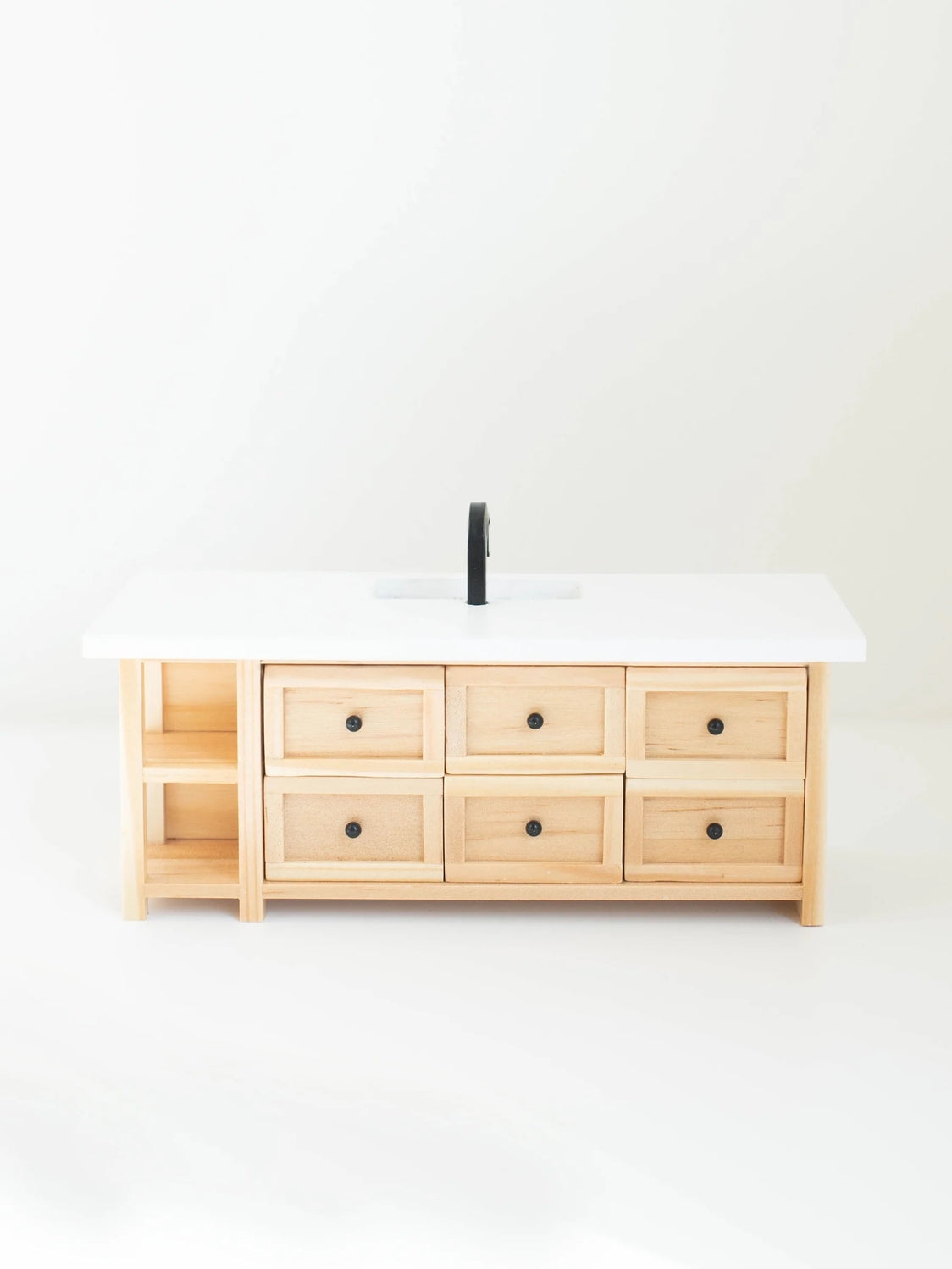 Dollhouse Farm Style Island with Drawers Natural Wood