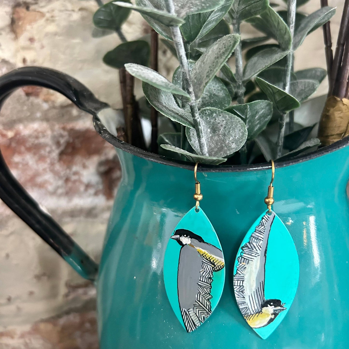One-of-a-Kind Earrings: Chickadee