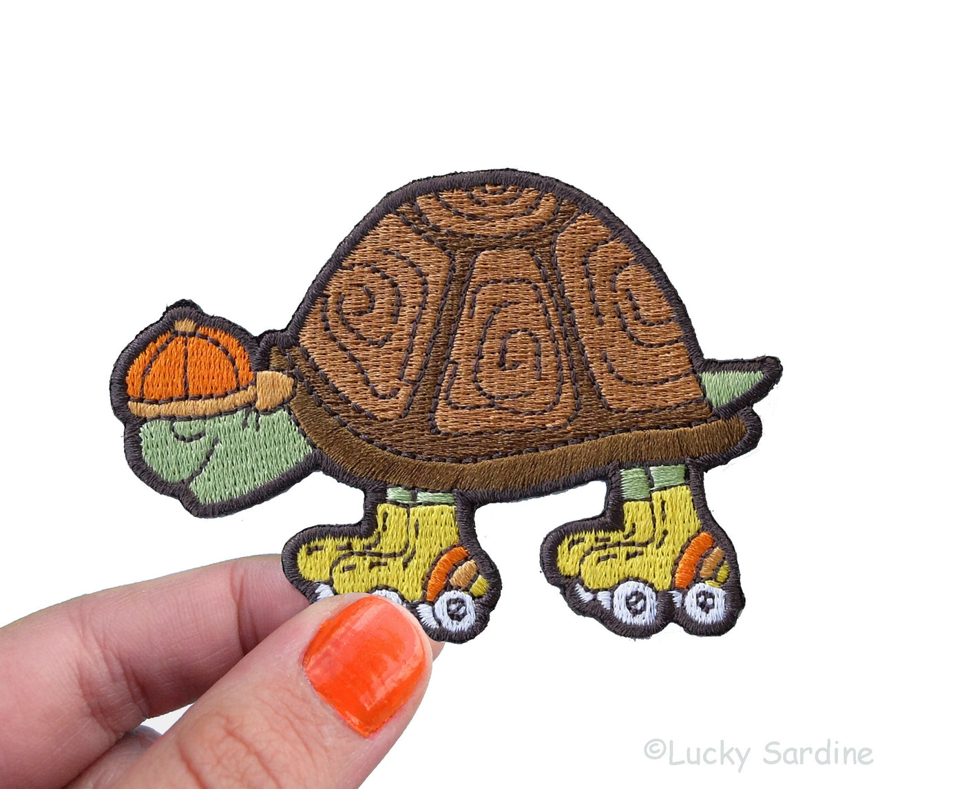 Skating Tortoise Embroidered Iron-on Patch