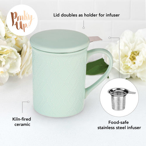Annette Souk Mint Ceramic Tea Mug & Infuser by Pinky Up