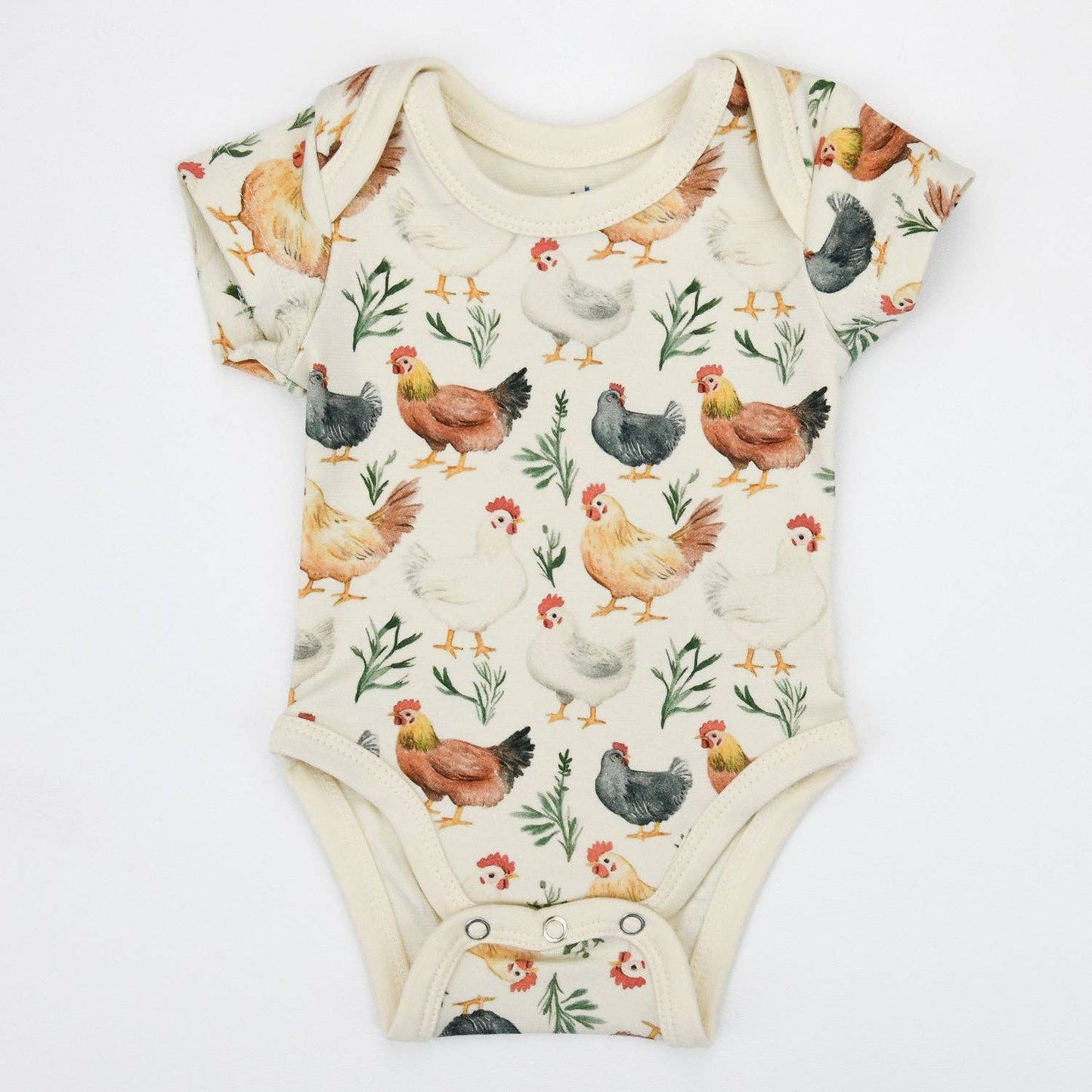 Organic Cotton Short Sleeve Baby Bodysuit, Flax