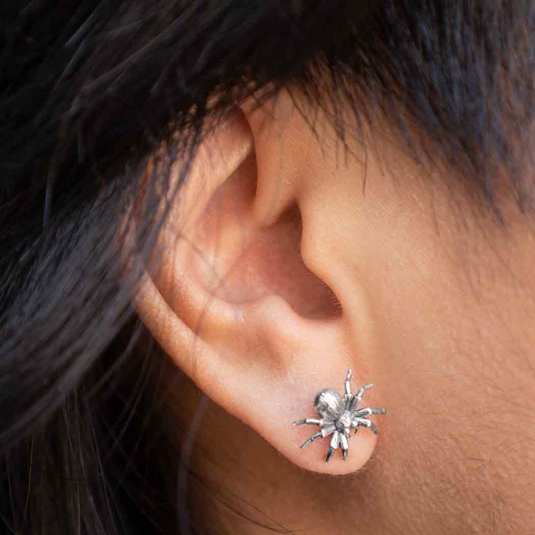 Sterling Silver or Bronze Spider Post Earrings 11x12mm
