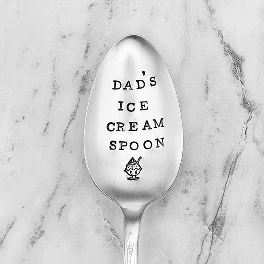 Dad’s Ice Cream Spoon Hand Stamped Vintage Tablespoon